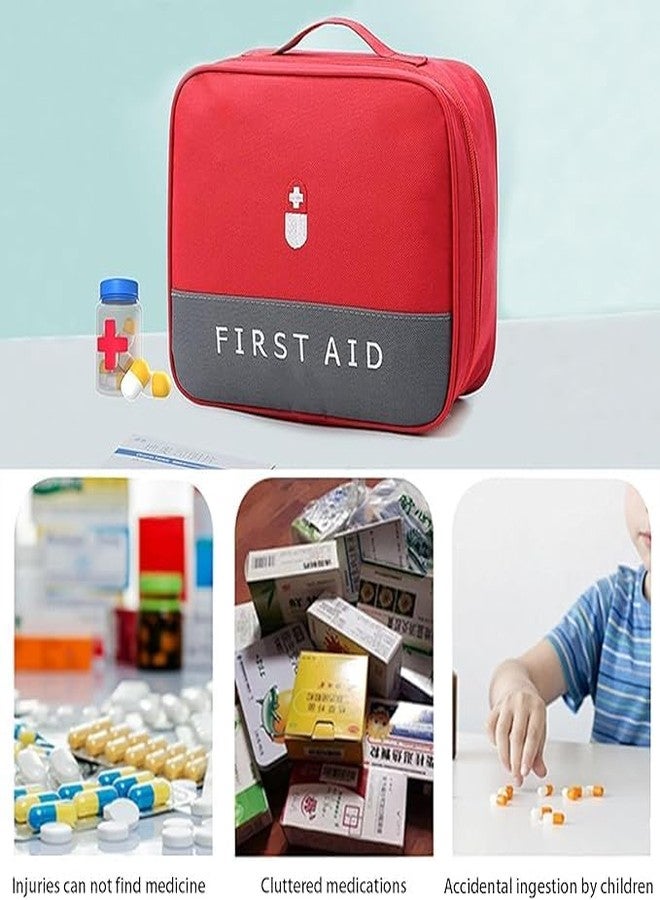 Vroxy Polyester First Aid Bag Pouch Pill Case Organizer, Medicine Pill Tablet Storage Pouch Bag Space-Saving Large Capacity Family First Aid Box (1Pcs) - Image 5